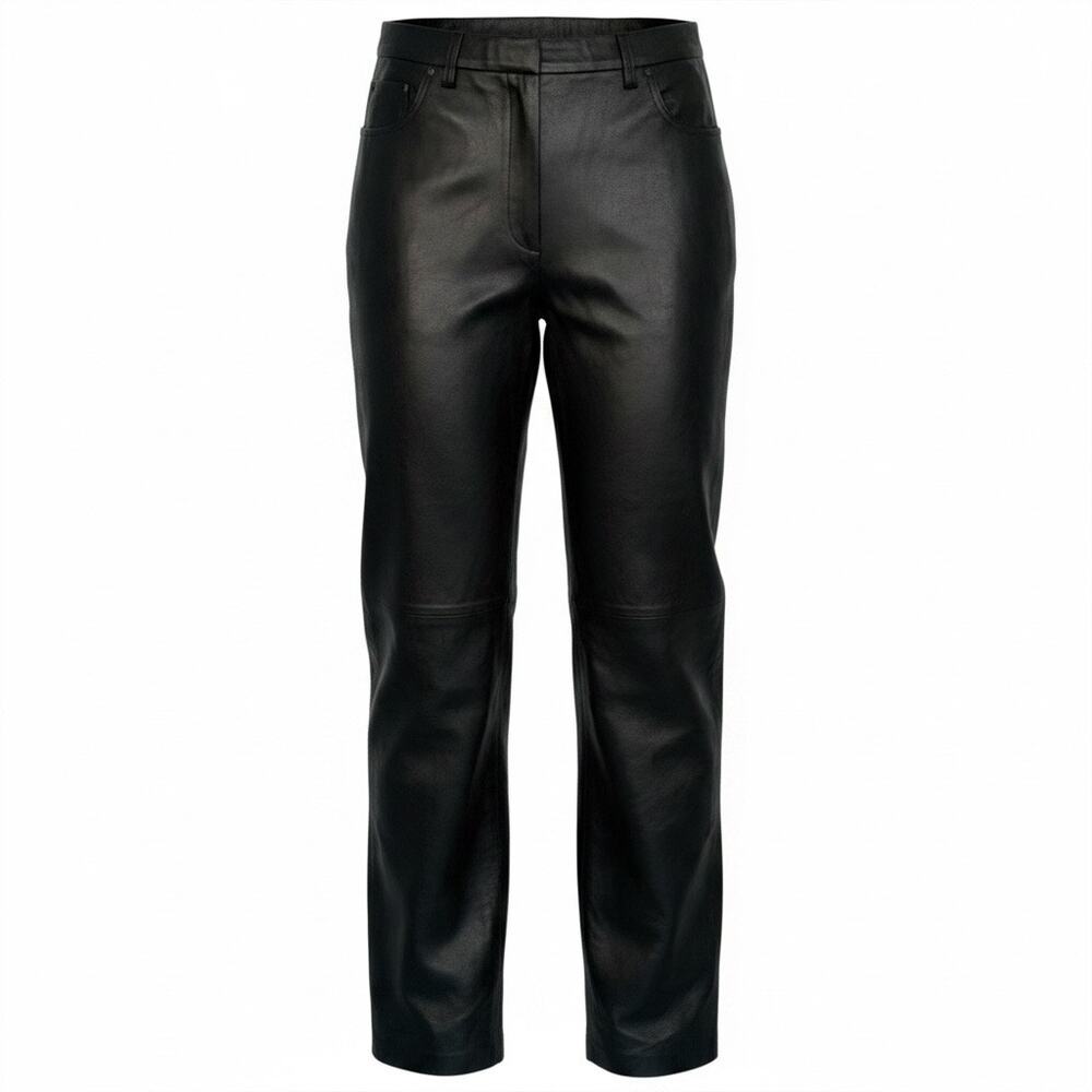 Clio Genuine Leather Black Straight Leg Pants Women’s Size 10